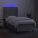 Боксспринг легло с матрак и LED, светлосиво, 90x190 см, плат