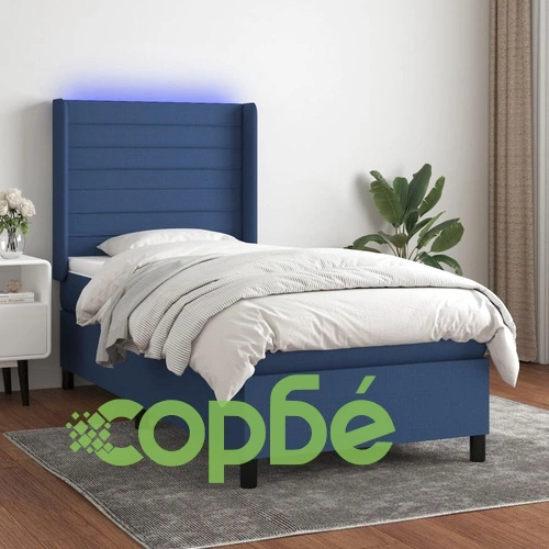 Боксспринг легло с матрак и LED, синя, 90x190 см, плат ➤ топ цена ➤ sorbe.bg