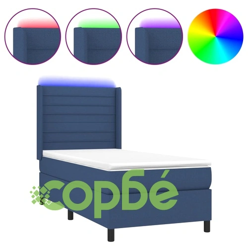 Боксспринг легло с матрак и LED, синя, 90x200 см, плат ➤ топ цена ➤ sorbe.bg