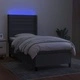 Боксспринг легло с матрак и LED, тъмносиво, 100x200 см, плат