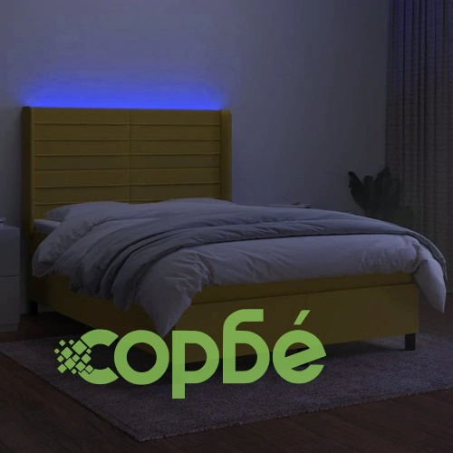 Боксспринг легло с матрак и LED, зелено, 140x200 см, плат ➤ топ цена ➤ sorbe.bg