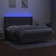 Боксспринг легло с матрак и LED, тъмносиво, 160x200 см, плат