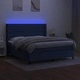Боксспринг легло с матрак и LED, синьо, 160x200 см, плат
