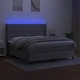 Боксспринг легло с матрак и LED, светлосиво, 180x200 см, плат