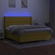 Боксспринг легло с матрак и LED, зелено, 180x200 см, плат