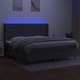 Боксспринг легло с матрак и LED, тъмносиво, 200x200 см, плат