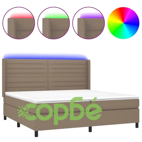 Боксспринг легло с матрак и LED, таупе, 200x200 см, плат ➤ топ цена ➤ sorbe.bg