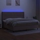 Боксспринг легло с матрак и LED, таупе, 200x200 см, плат