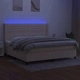 Боксспринг легло с матрак и LED, кремава, 200x200 см, плат