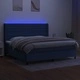 Боксспринг легло с матрак и LED, синя, 200x200 см, плат