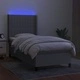 Боксспринг легло с матрак и LED, светлосиво, 80x200 см, плат