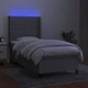 Боксспринг легло с матрак и LED, светлосиво, 90x190 см, плат