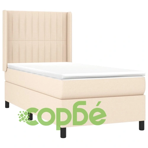 Боксспринг легло с матрак и LED, кремава, 90x190 см, плат ➤ топ цена ➤ sorbe.bg