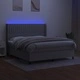 Боксспринг легло с матрак и LED, светлосиво, 160x200 см, плат