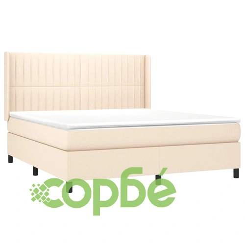 Боксспринг легло с матрак и LED, кремаво, 160x200 см, плат ➤ топ цена ➤ sorbe.bg