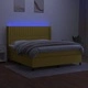 Боксспринг легло с матрак и LED, зелено, 160x200 см, плат