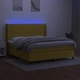 Боксспринг легло с матрак и LED, зелено, 180x200 см, плат