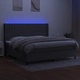Боксспринг легло с матрак и LED, тъмносиво, 200x200 см, плат