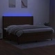 Боксспринг легло с матрак и LED, тъмнокафяво, 200x200 см, плат