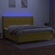 Боксспринг легло с матрак и LED, зелена, 200x200 см, плат