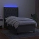 Боксспринг легло с матрак и LED, тъмносиво, 80x200 см, плат