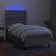 Боксспринг легло с матрак и LED, светлосиво, 90x200 см, плат