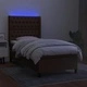 Боксспринг легло с матрак и LED, тъмнокафяво, 100x200 см, плат