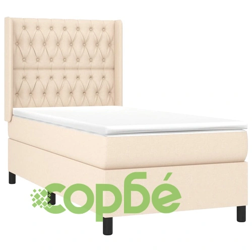 Боксспринг легло с матрак и LED, кремаво, 100x200 см, плат ➤ топ цена ➤ sorbe.bg
