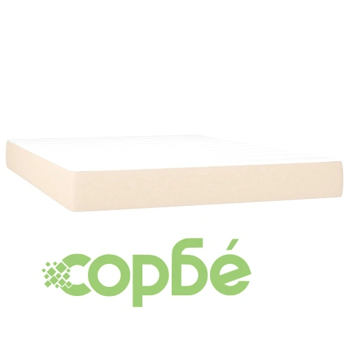 Боксспринг легло с матрак и LED, кремаво, 140x190 см, плат ➤ топ цена ➤ sorbe.bg