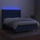 Боксспринг легло с матрак и LED, синьо, 140x190 см, плат