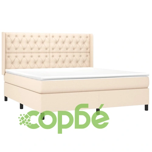 Боксспринг легло с матрак и LED, кремаво, 160x200 см, плат ➤ топ цена ➤ sorbe.bg