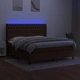 Боксспринг легло с матрак и LED, тъмнокафяво, 180x200 см, плат