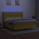 Боксспринг легло с матрак и LED, зелено, 180x200 см, плат