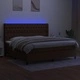 Боксспринг легло с матрак и LED, тъмнокафяво, 200x200 см, плат