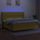 Боксспринг легло с матрак и LED, зелена, 200x200 см, плат