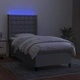Боксспринг легло с матрак и LED, светлосиво, 80x200 см, плат