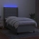 Боксспринг легло с матрак и LED, светлосиво, 90x200 см, плат