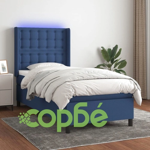 Боксспринг легло с матрак и LED, синя, 90x200 см, плат ➤ топ цена ➤ sorbe.bg