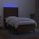Боксспринг легло с матрак и LED, тъмнокафяво, 100x200 см, плат