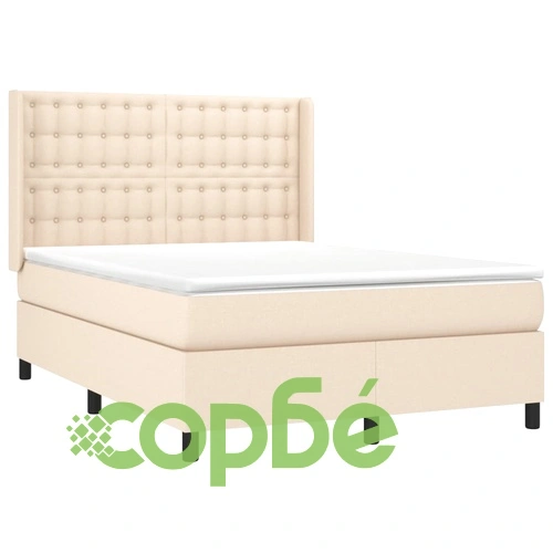 Боксспринг легло с матрак и LED, кремаво, 140x190 см, плат ➤ топ цена ➤ sorbe.bg