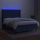 Боксспринг легло с матрак и LED, синьо, 140x200 см, плат