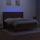 Боксспринг легло с матрак и LED, тъмнокафяво, 160x200 см, плат