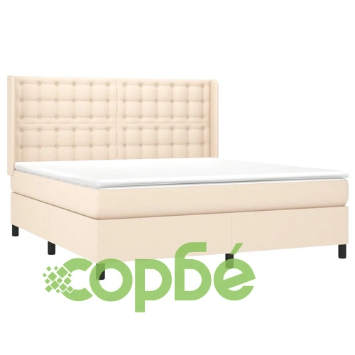 Боксспринг легло с матрак и LED, кремаво, 160x200 см, плат ➤ топ цена ➤ sorbe.bg