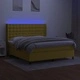 Боксспринг легло с матрак и LED, зелено, 160x200 см, плат