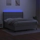 Боксспринг легло с матрак и LED, светлосиво, 180x200 см, плат