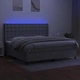 Боксспринг легло с матрак и LED, светлосиво, 200x200 см, плат