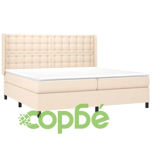 Боксспринг легло с матрак и LED, кремава, 200x200 см, плат ➤ топ цена ➤ sorbe.bg