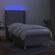Боксспринг легло с матрак и LED, светлосиво, 80x200 см, плат