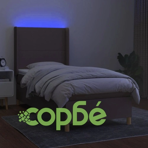 Боксспринг легло с матрак и LED, таупе, 90x200 см, плат ➤ топ цена ➤ sorbe.bg