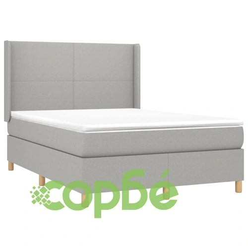 Боксспринг легло с матрак и LED, светлосиво, 140x190 см, плат ➤ топ цена ➤ sorbe.bg